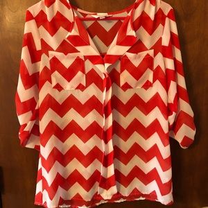 Red and white chevron blouse